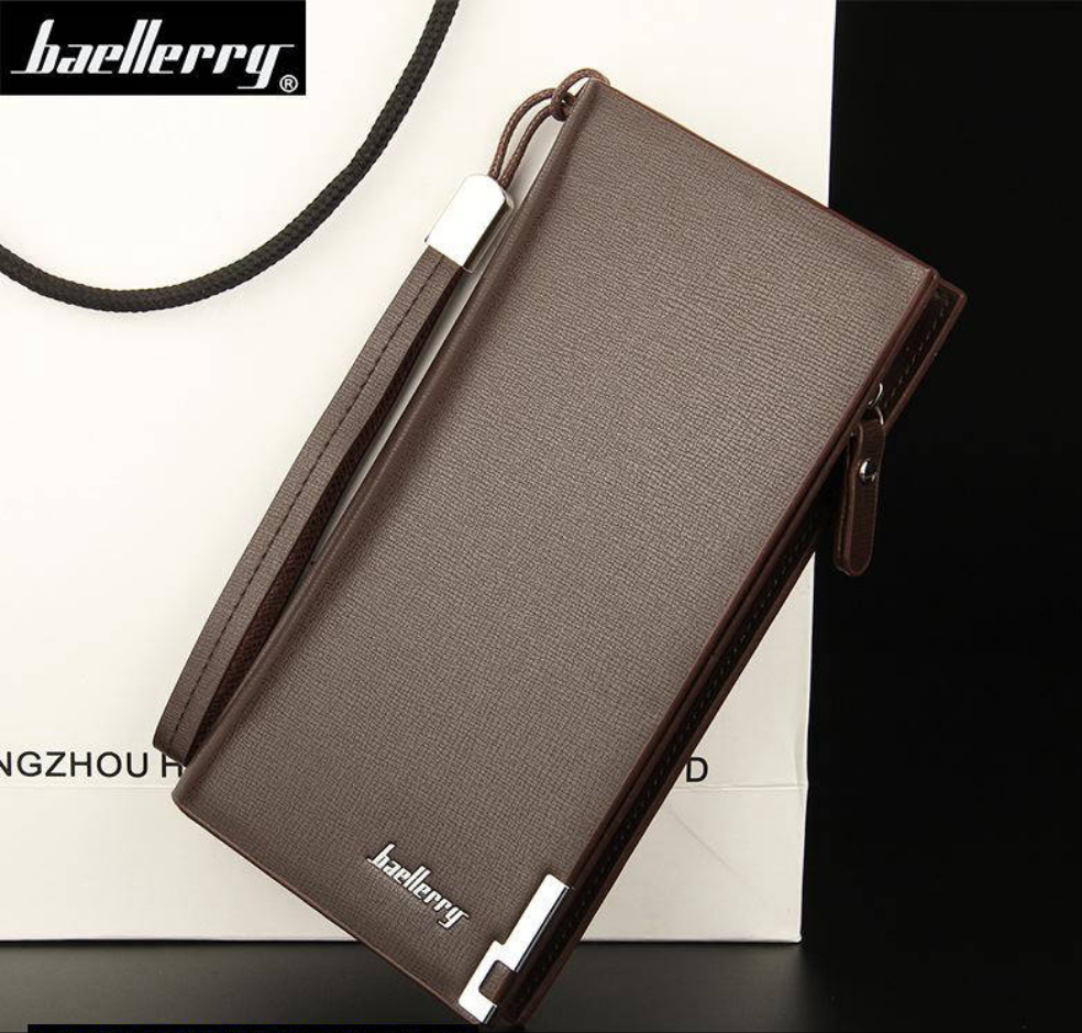 MENS LEATHER PLAIN BIFOLD LONG WALLET