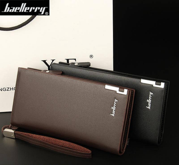 MENS LEATHER PLAIN BIFOLD LONG WALLET